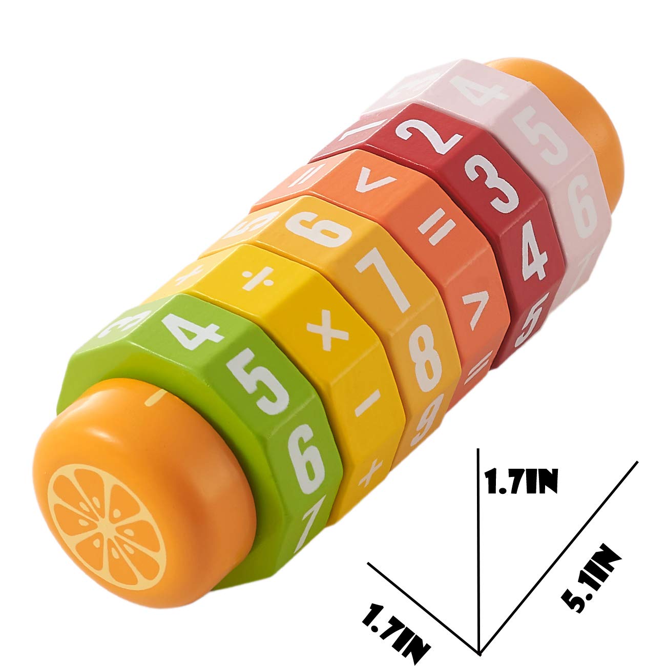 Amazon.com: RUYU 木製水果旋轉圓柱座數學數字和符號幼兒園教育數學